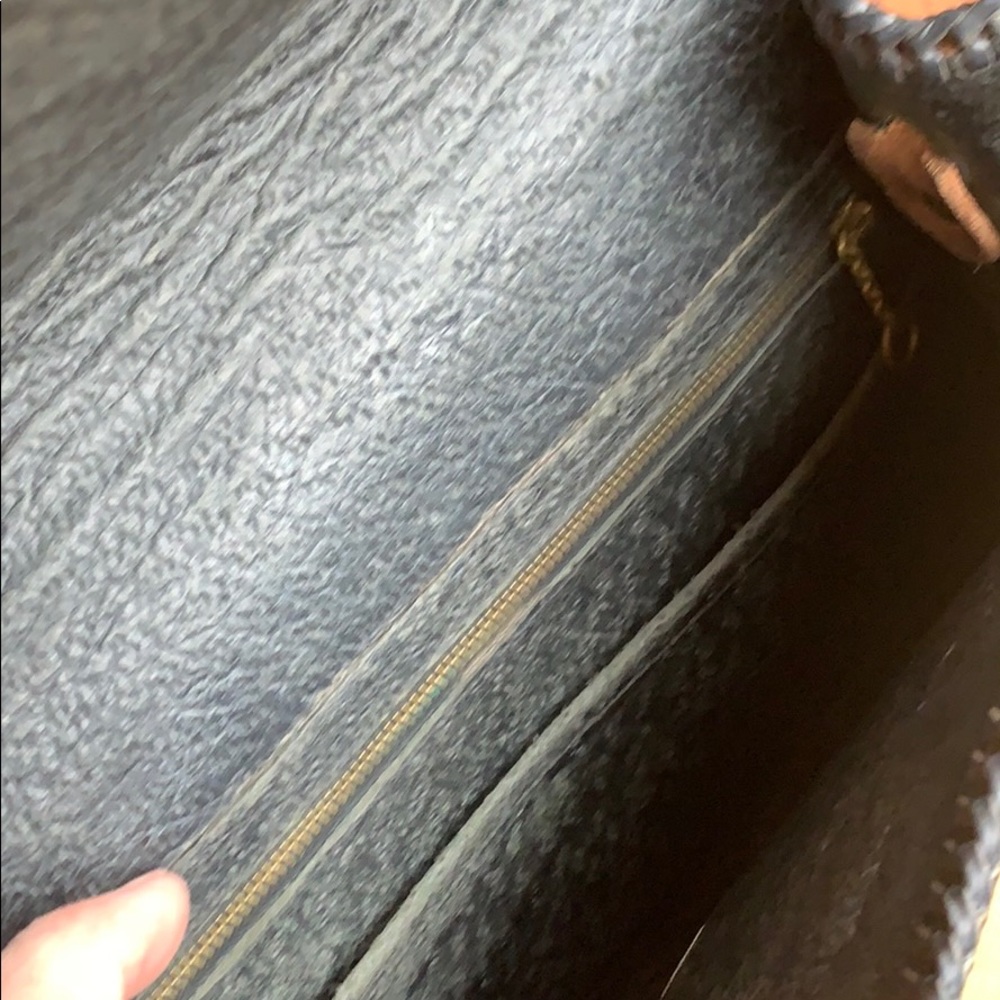 Tooled Brown Leather Western Bag Silver Concho - Picture 5 of 8